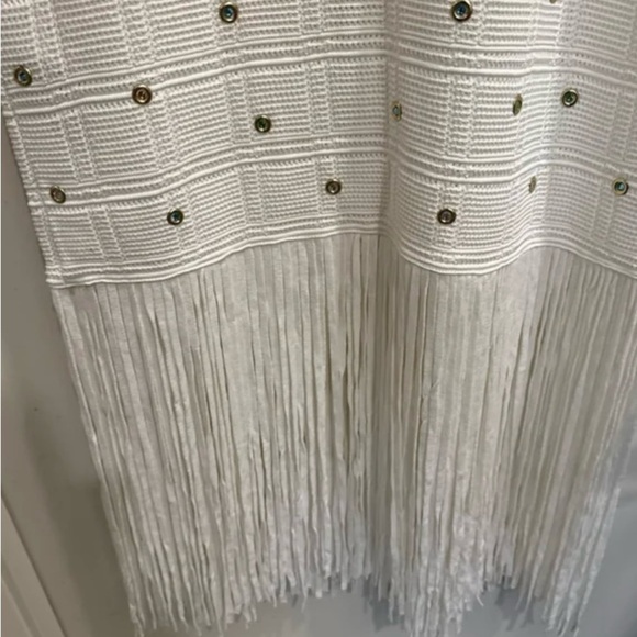 Sandro Cream Maxi Dress with Fringe Accents - Picture 5 of 7